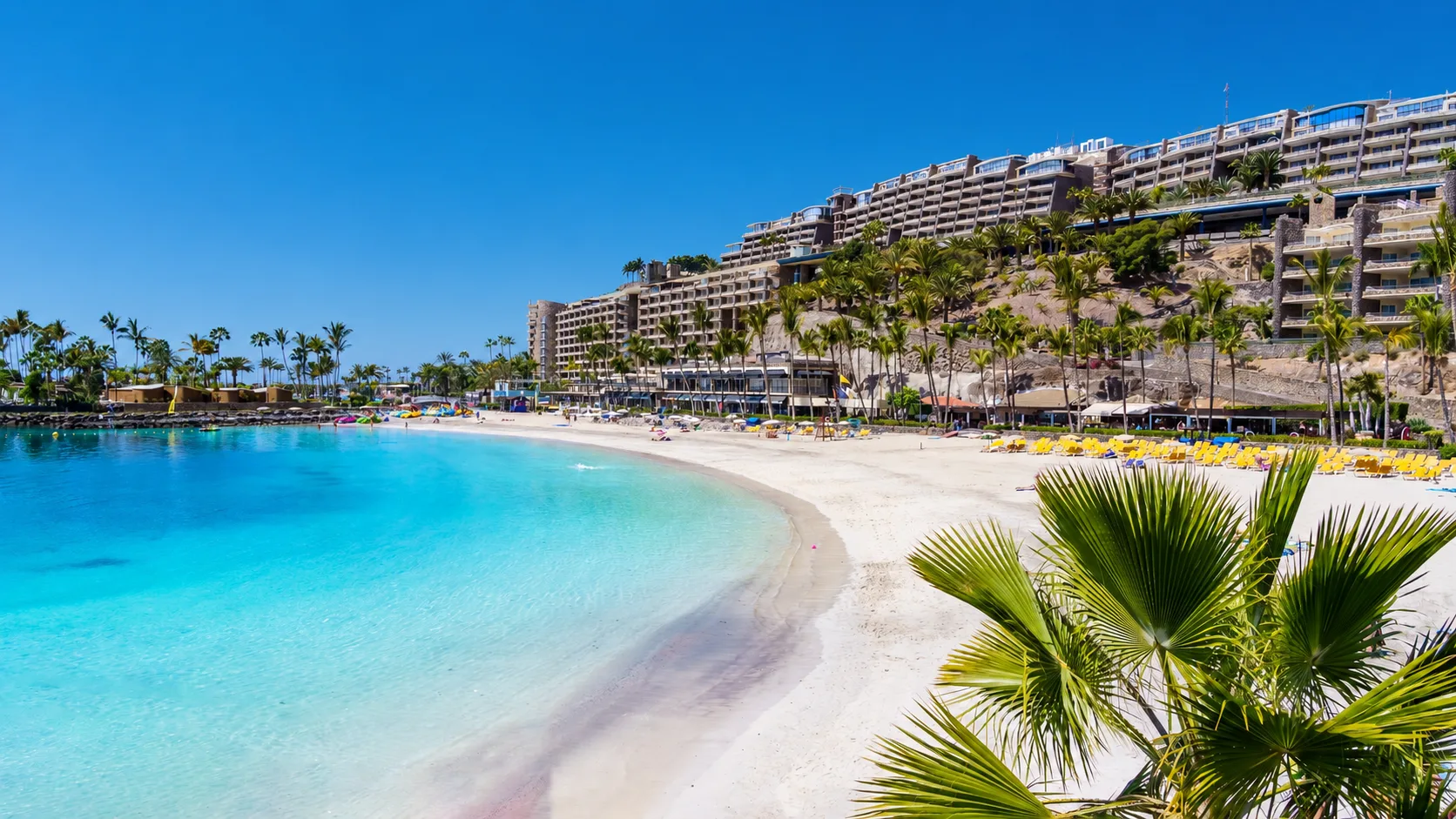 Anfi del Mar resort with white sandy beach and crystal-clear blue lagoon on Gran Canaria — buy, sell, and rent timeshares on BidMyTimeshare.com